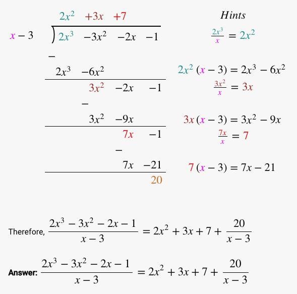 Use polynomial long division to find the quotient and the remainder when 2x^3-3x^2-2x-example-1