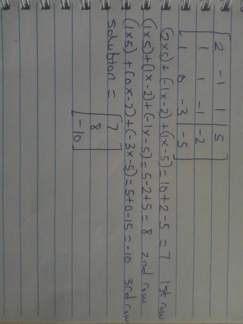 The matrix below represents a system of equations. (Image) What is the solution to-example-1