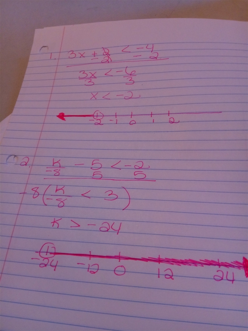 Directions: Solve each inequality and graph the solution on the number line. 1. 3x-example-1