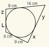 In this figure, the quadrilateral is circumscribed about the circle. Find the perimeter-example-1