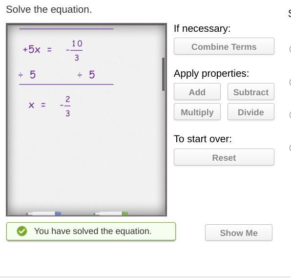 Solve the equation 2/3-4x+7/2=-9x+5/6-example-1