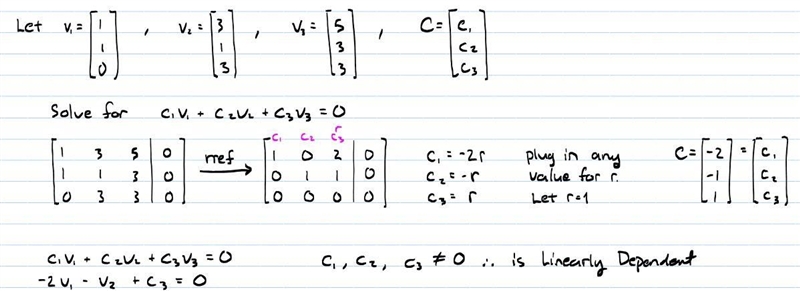 Prove that (1,1,0),(3,1,3) and (5,3,3)form a linearly dependent set.-example-1