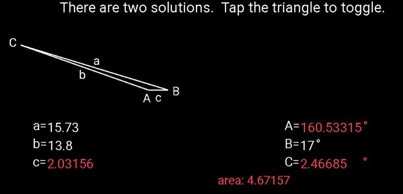 Two sides and an angle (SSA) of a triangle are given. Determine if the given measurements-example-2