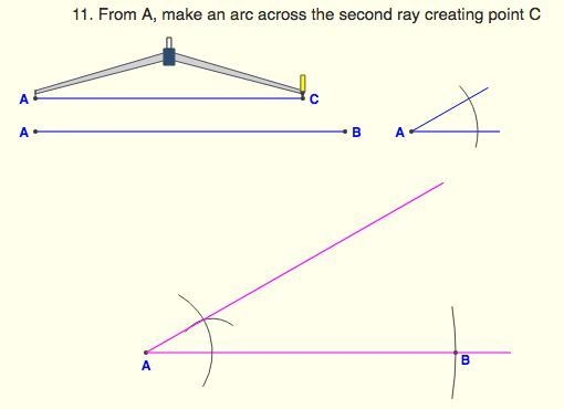 You are constructing triangle ABC given the line segments AB and AC and ∠A. The first-example-1