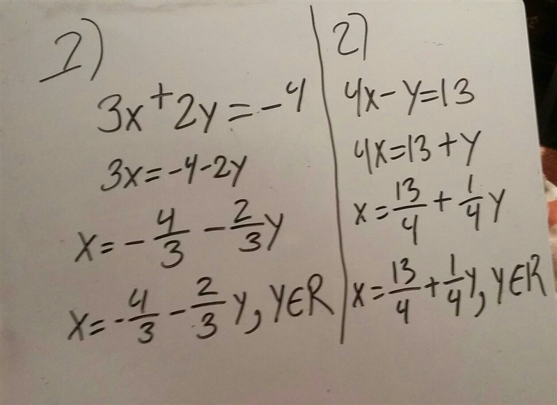 Linear Combination 3x+2y = −4 4x− y= 13 Any Help Would be Highly Appreciated!!-example-1