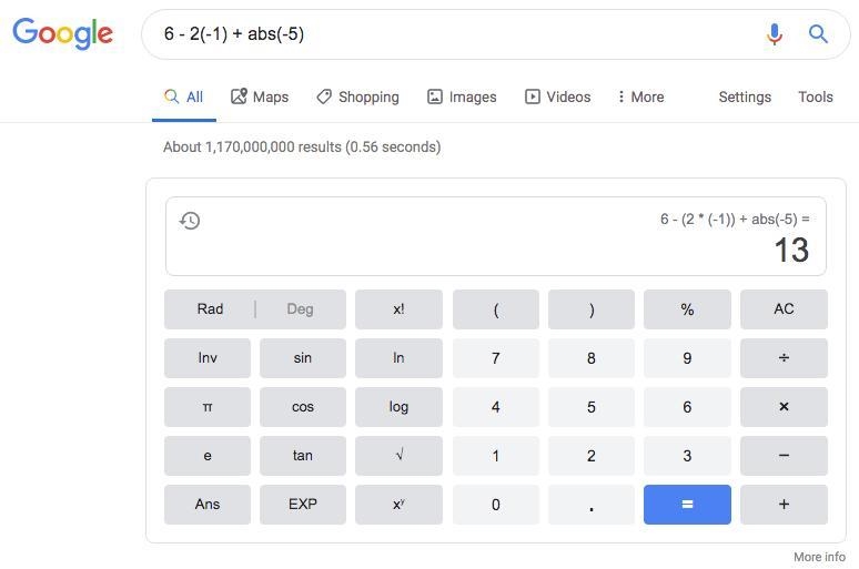 Evaluate 6 - 2(-1) + | -5 | =-example-1