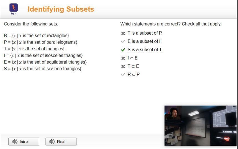 Prove the following statements: S Subset S Union T T Subset S Union T S Intersection-example-1