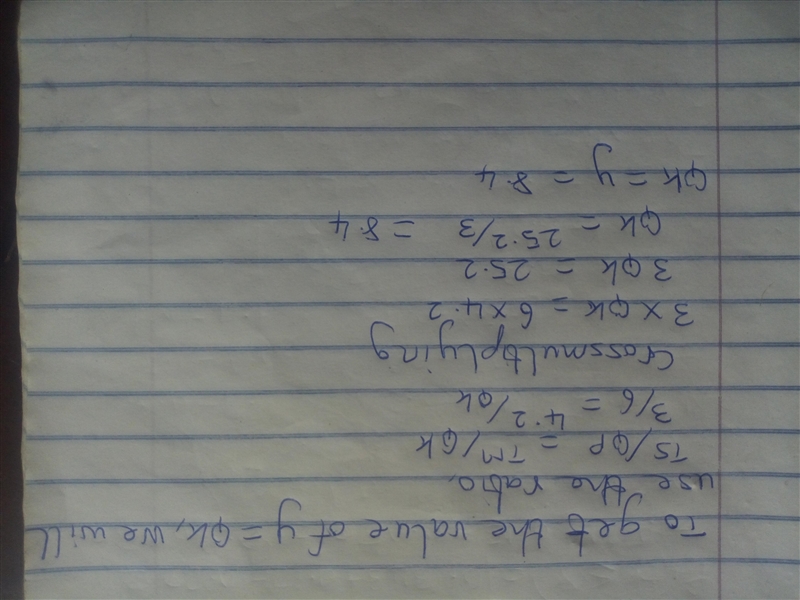 Triangles TSM and QPK are similar. Find the length of the missing side, y. A. 8 B-example-2