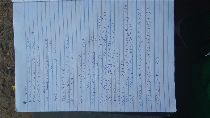 Use the given acceleration vector to find the velocity and position vectors. Then-example-1