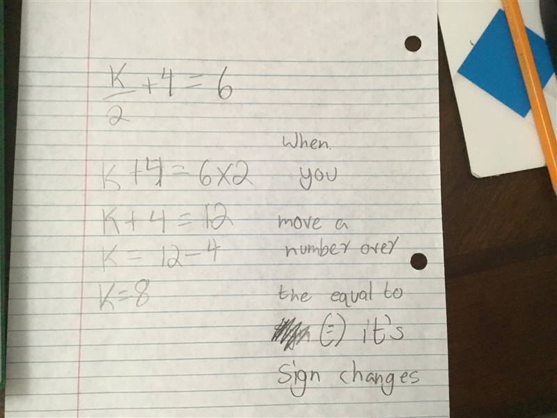 2 STEP EQUATIONS!!! k/2+4=6 (k/2 is like k over 2 as in fraction form) PLS SHOW WORK-example-1