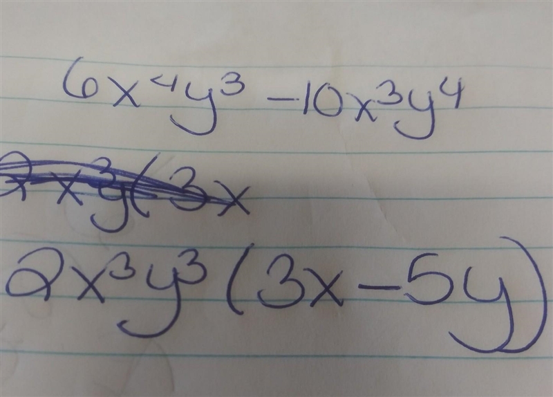 Factorise the following equation: 6x^4y^3-10x^3y^4-example-1