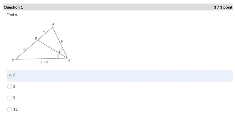 HELP PLEASE find x. a. 6 b. 3 c. 9 d. 12-example-1