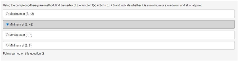 Using the completing-the-square method, find the vertex of the function f(x) = 2x-example-1