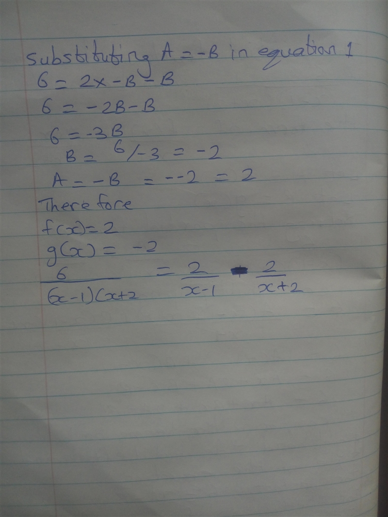 The partial fraction decomposition of 6/(x-1)(x+2) can be written in form of f(x)/x-example-2