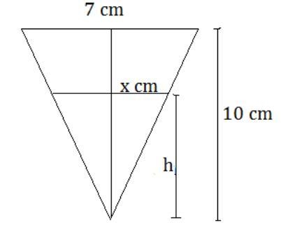 An inverted pyramid is being filled with water at a constant rate of 70 cubic centimeters-example-1