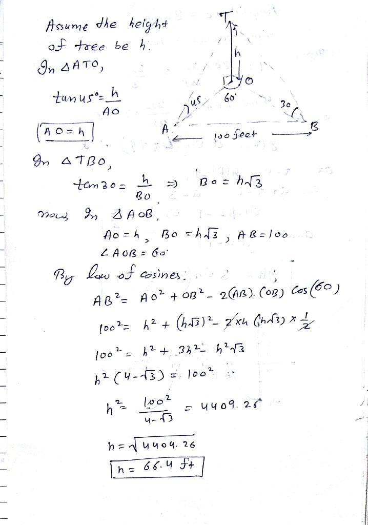 A tree is planted at a point O on horizontal ground. Two points A and B on the ground-example-1