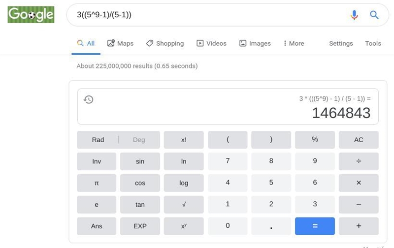 Find the sum of the geometric sequence 3, 15, 75, 375, … when there are 9 terms and-example-1