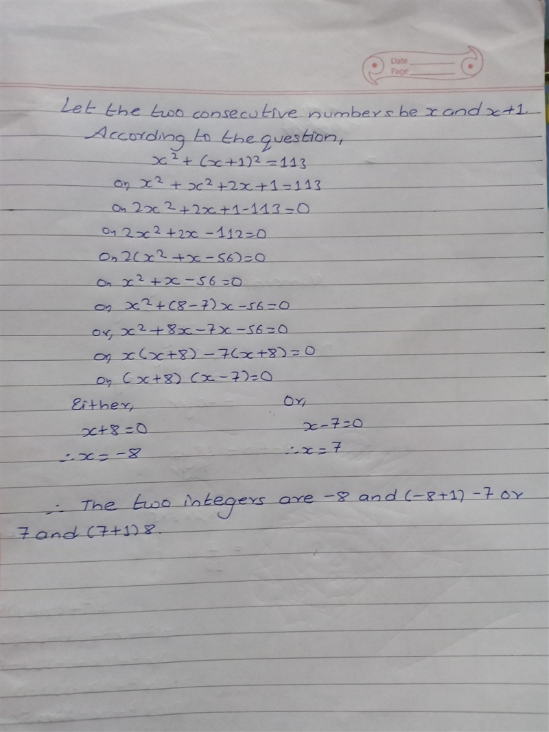 write an equation representing the fact that the sum of the squares of two consecutive-example-1