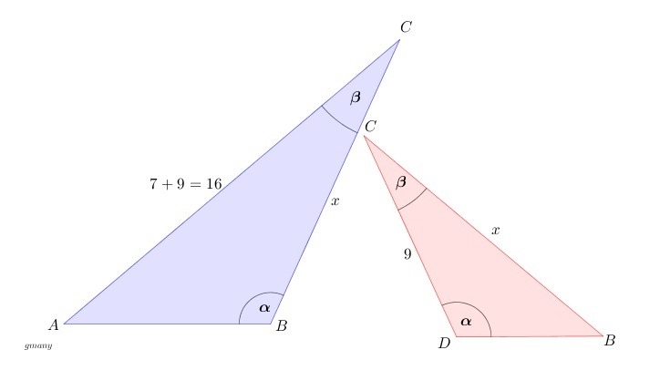 Given: △ABC, D∈ AC m∠BDC=m∠ABC AD=7, DC=9 Find: BC, BD BA-example-2