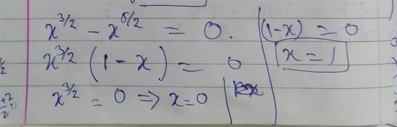 How many solutions does the equation x^(3/2) = x^(5/2) have? Can you explain how to-example-1