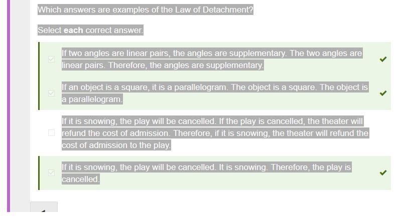 Which answers are examples of the Law of Detachment? Select each correct answer. If-example-1