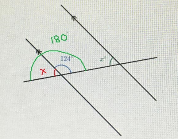 Below are two parallel lines with a third line intersecting them.-example-1