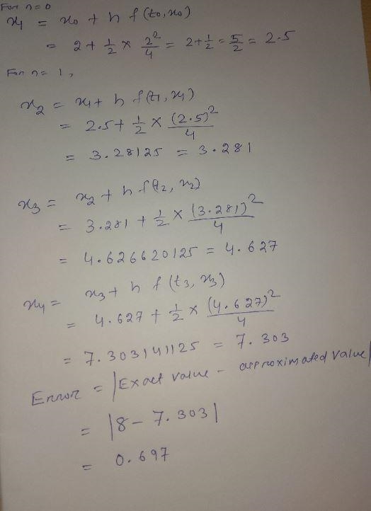 By hand, apply Euler’s method with n = 3 steps to solve the initial value problem-example-2