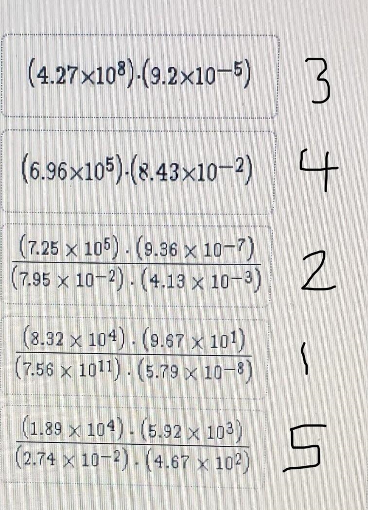 simplify the mathematical expressions and arrange them in order of their values from-example-1