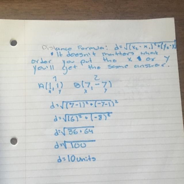 Explain the distance formula. Than use it to calculate the distance between A(1, 1) and-example-1