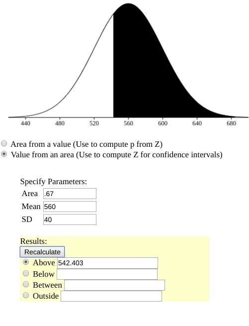 Suppose that the scores, X, on a college entrance examination are normally distributed-example-1