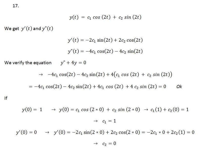 Using direct substitution, verify that y(t) is a solution of the given differential-example-1