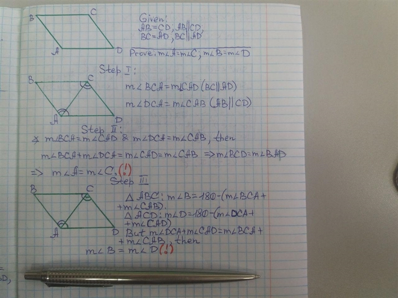 Prove that opposite angles of a parallelogram are congruent. Be sure to create and-example-1