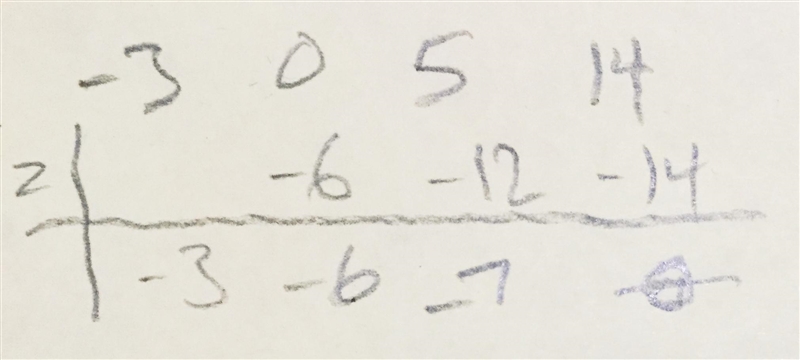 What is the quotient when -3x^3+5x+14 is divided by x-2? -3x^2-6x-7 -3x^2-x+12 -3x-example-1