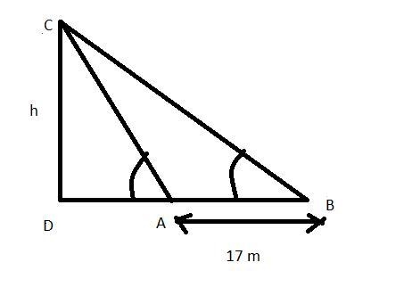 The vertical angle to the top of a flagpole from point A on the ground is observed-example-1