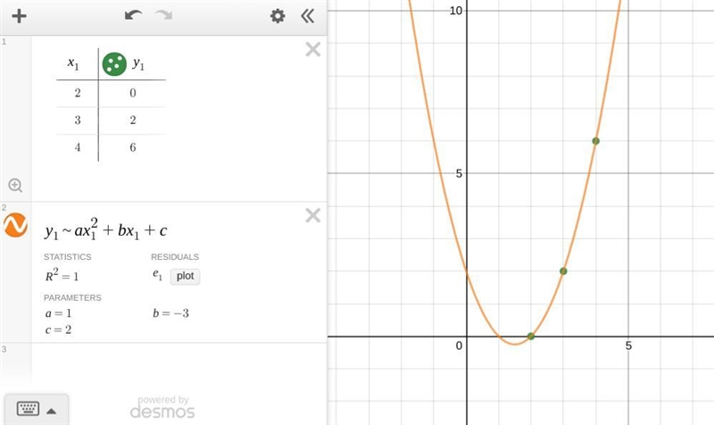 What is the equation, in standard form, of a parabola that contains the following-example-1