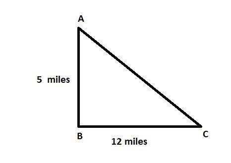 If you drive 5 miles​ south, then make a left turn and drive 12 miles​ east, how far-example-1