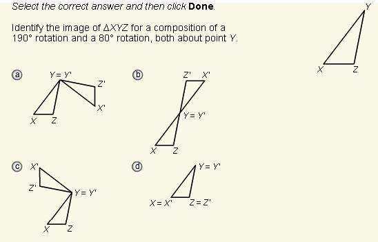 Identify the image of XYZ for a composition of a 190 rotation and a 80 rotation, both-example-1