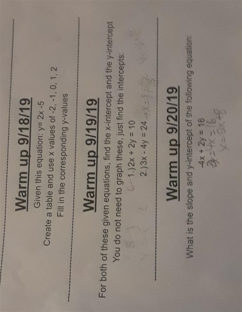 Please help I'm stuck on warm up 9/18/19 I'm not even sure if I did the bottom two-example-1