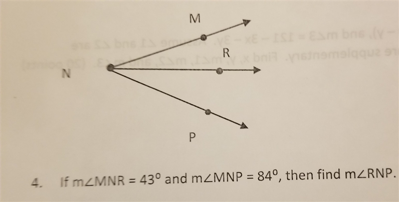 I need help please if m<MNR=43 and m<MNP=84 find: m<RNP​ subtract or add-example-1