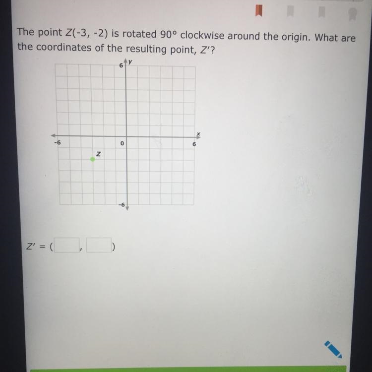 The point C is rotated 90° clockwise around the origin what are the coordinates of-example-1