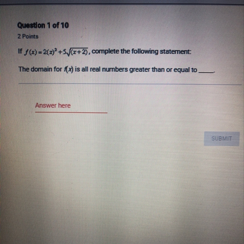 The domain for f(x) is all real numbers greater than or equal to blank-example-1