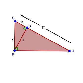 20 points!! Please Help! Given PQR find the values of x and y. In your final answer-example-1