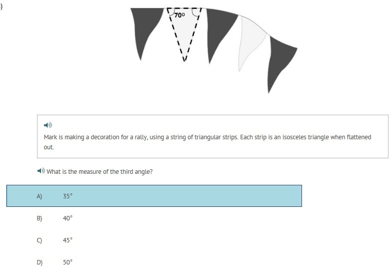 Mark is making a decoration for a rally, using a string of triangular strips. Each-example-1