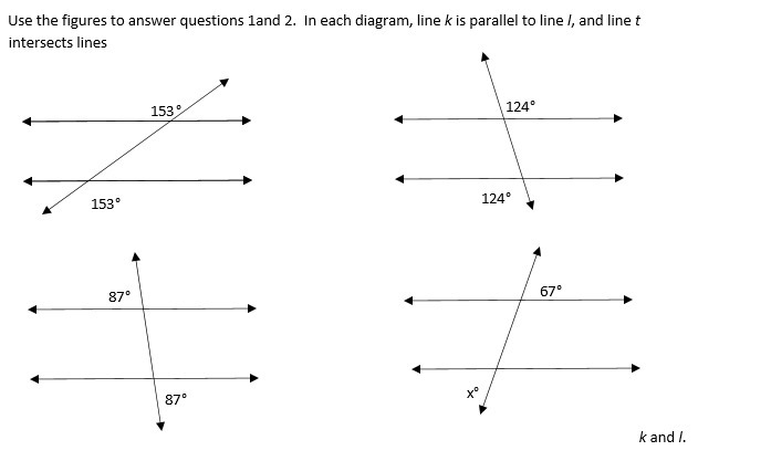 Tell me how you go it Use the figures to answer questions 1and 2. In each diagram-example-1