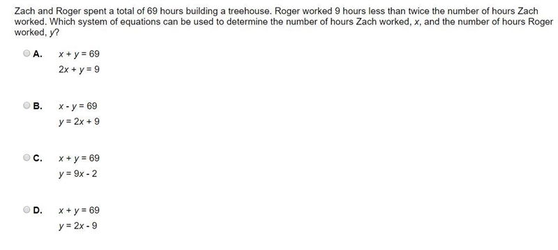 Zach and Roger spent a total of 69 hours building a treehouse. Roger worked 9 hours-example-1