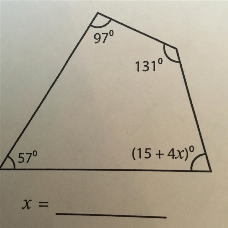 Find the value of x in each quadrilateral.-example-1