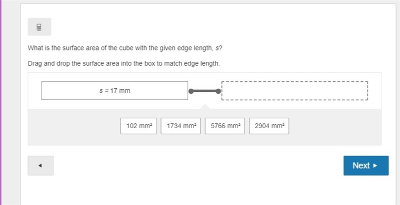 Help Fast... What is the surface area of the cube with the given edge length, s? Drag-example-1