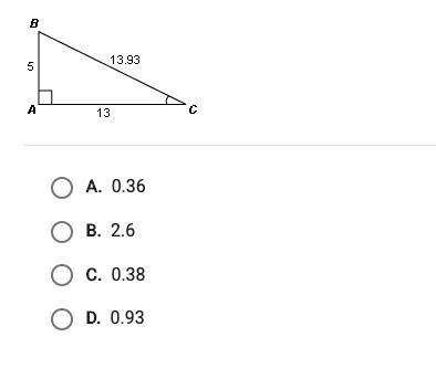 What is the approximate value of tan C?-example-1