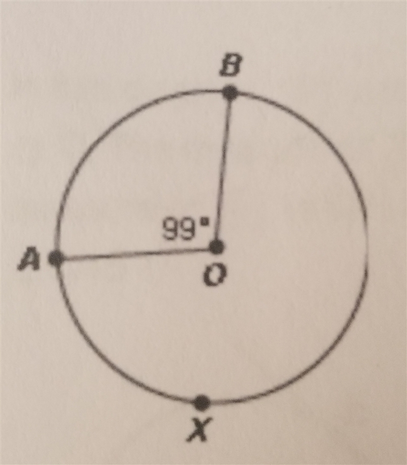 What is the measure of arc AXB?​-example-1