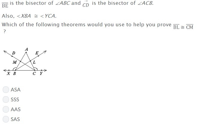 Is the bisector of ∠ABC and is the bisector of ∠ACB. Also, Which of the following-example-1